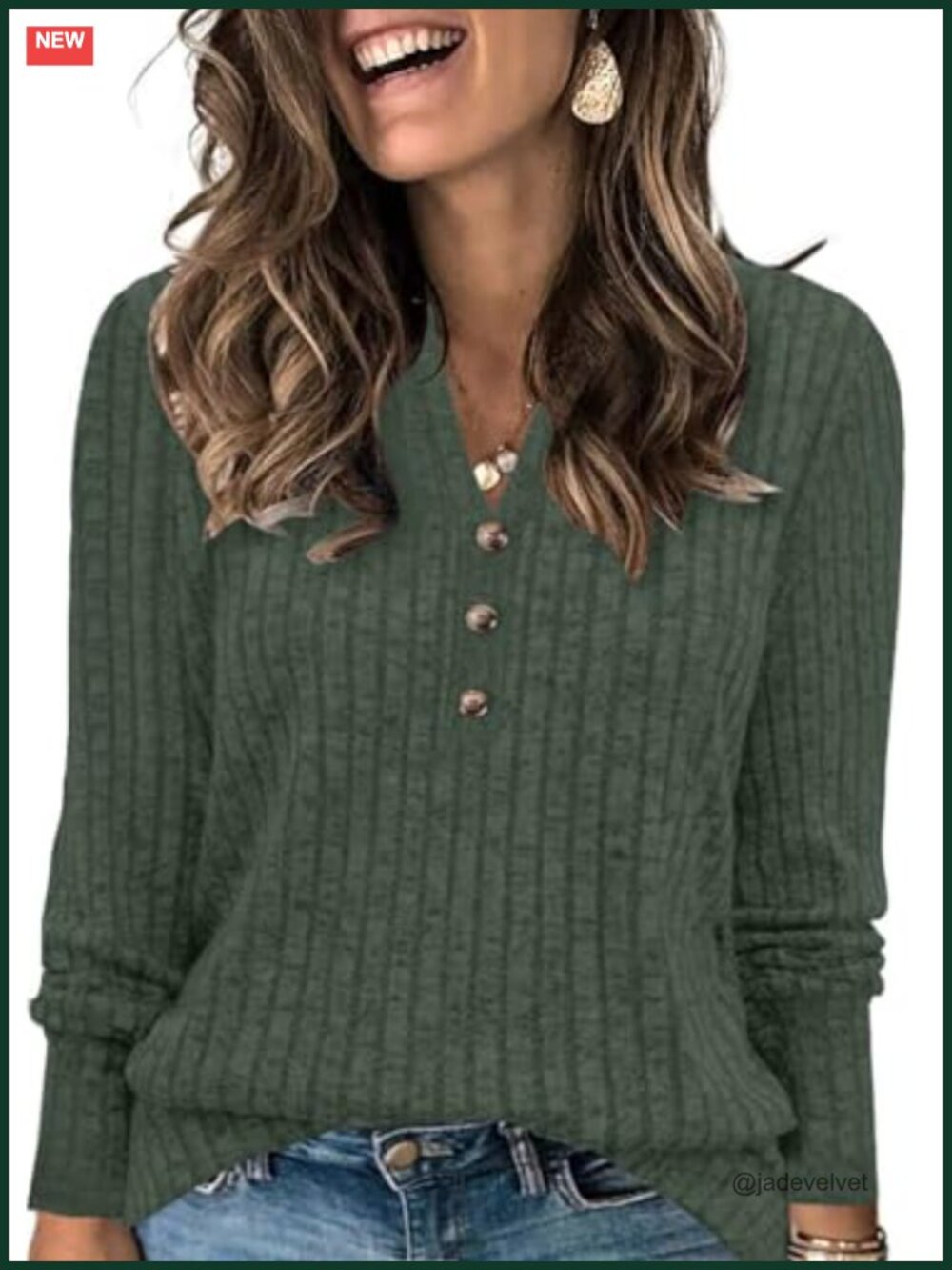 Plus Size Henley Long Sleeve Tunic Sweater Top